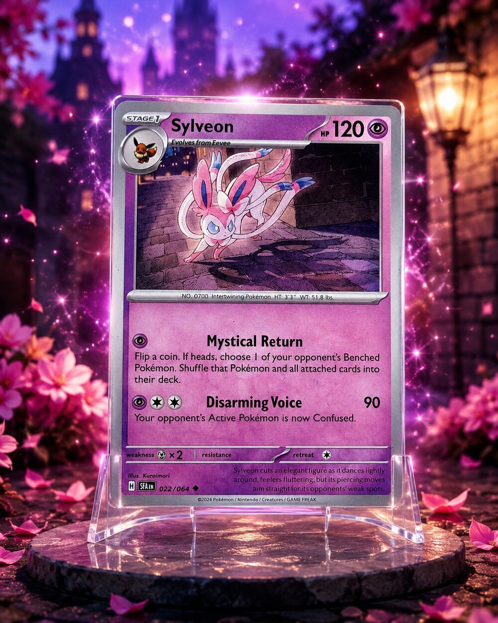 Sylveon~ Reverse Holo “The Last Fairy” Running Art Pink Pastel Pokémon NM